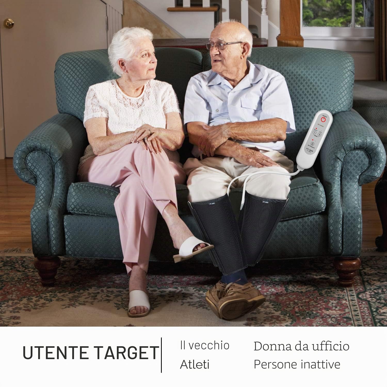 FIT KING Massaggiatore per Braccia e Polpacci Pressoterapia Linfodrenaggio Massaggiatori per Gambe per Circolazione Pressoterapia per Casa per RLS Gambe Stanche e Migliora il Rilassamento Muscolare