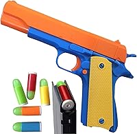 ToshiStation Toy 1911 Soft Dart Blaster Gun - 20 Soft Darts, 2 Holders, Slide Action, Safety Orange Tip for Kids 6+ Roleplay Fun
