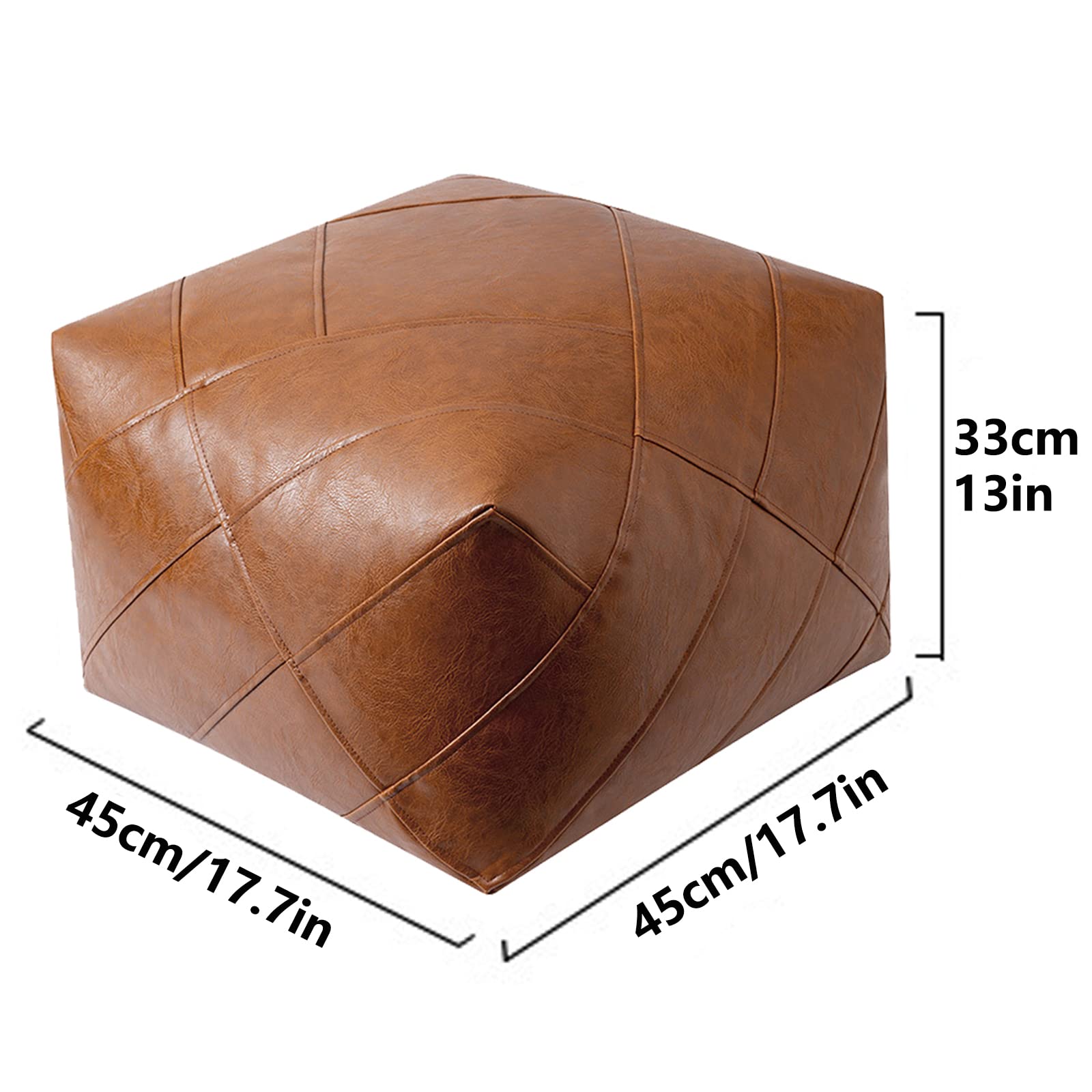 Pouf marocain en cuir ottoman carré de rangement pour salon, décoration d'intérieur, cadeau et mariage (café moyen) – Pièce d'accent élégante fonctionnelle et polyvalente