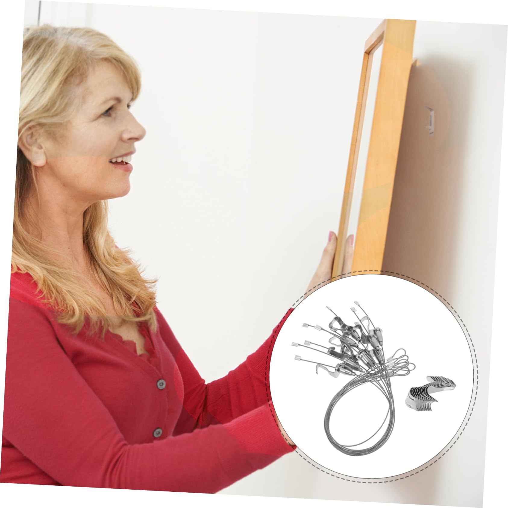 Kit 10 Set Ganci per Quadri in Acciaio Inox Regolabili, Filo Appendi Quadri Resistente Argento, Facile da Installare per Esposizioni Artistiche e Decorazioni Muro