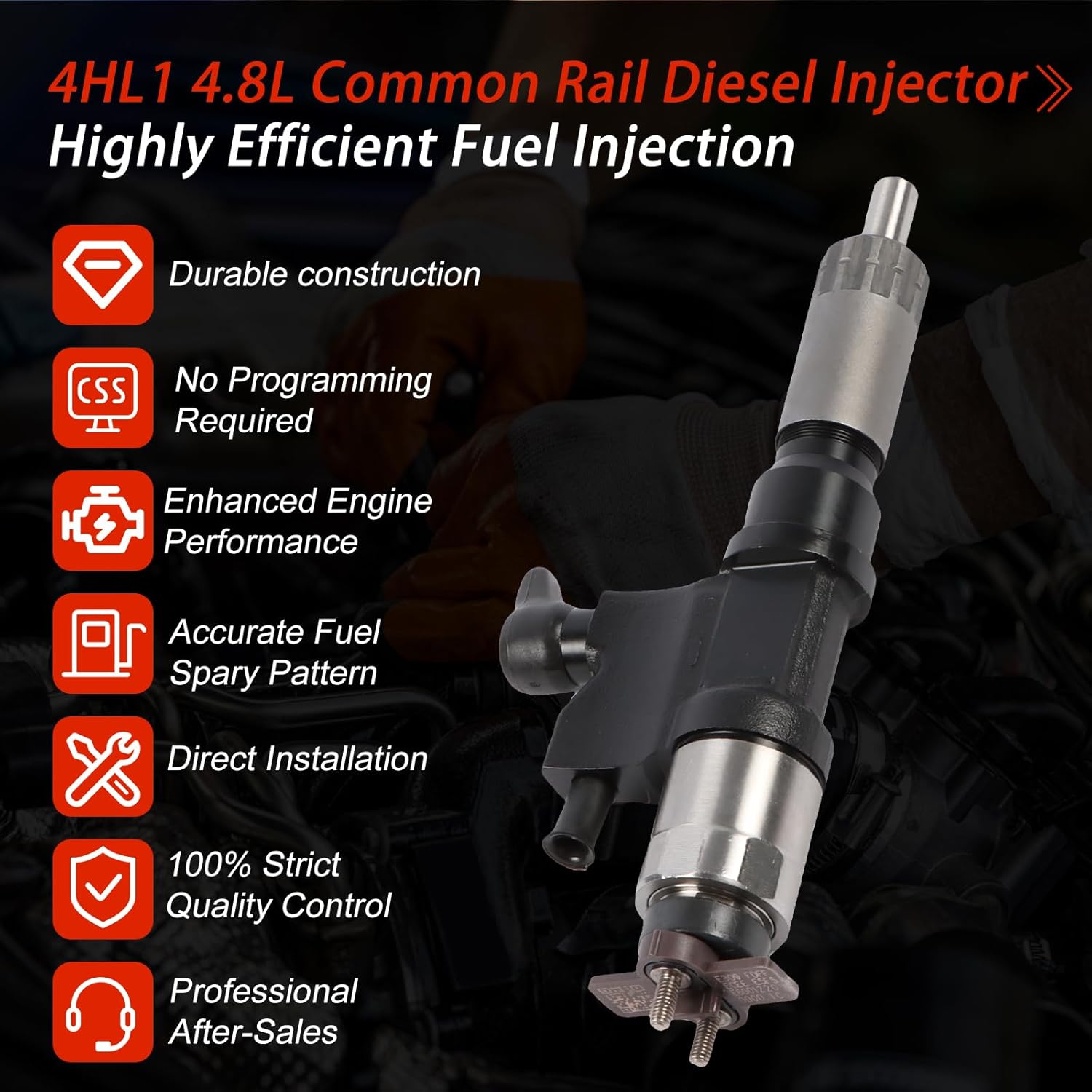 4PCS 095000-5500 095000-5502 8-97367552-0 8-97367552-2 Fuel Injector for Isuzu 4HL1 4.8L 6HL1 7.8L Engine FRR FSR FTR FVR FSS F Series Trucks