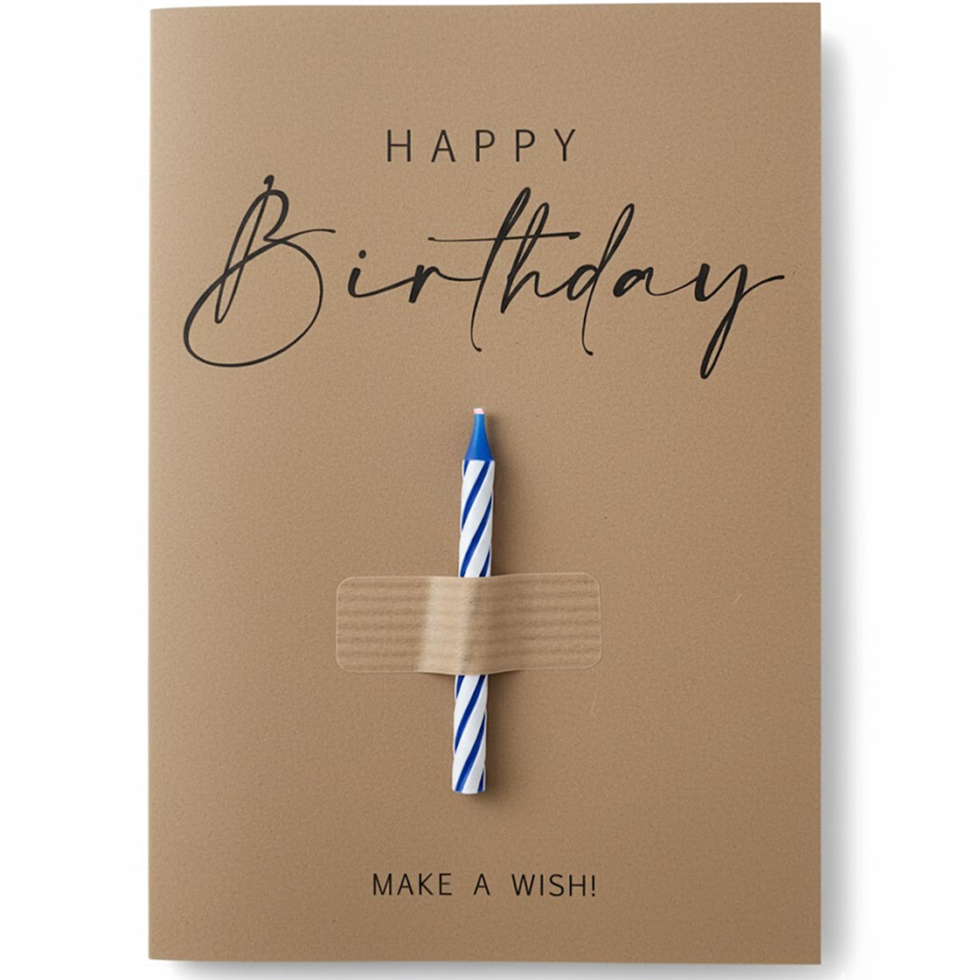 the lazy panda card company Geburtstagskarte mit Geburtstagskerze auf der Vorderseite - Make a Wish Dicke 400gsm Karte aus Recyclingpapier.
