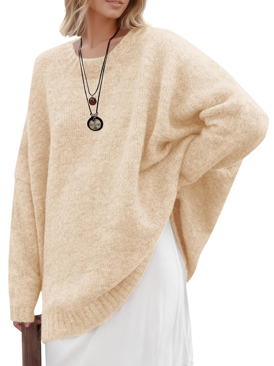 Saodimallsu Oversized Chunky Knit Tunic Sweater