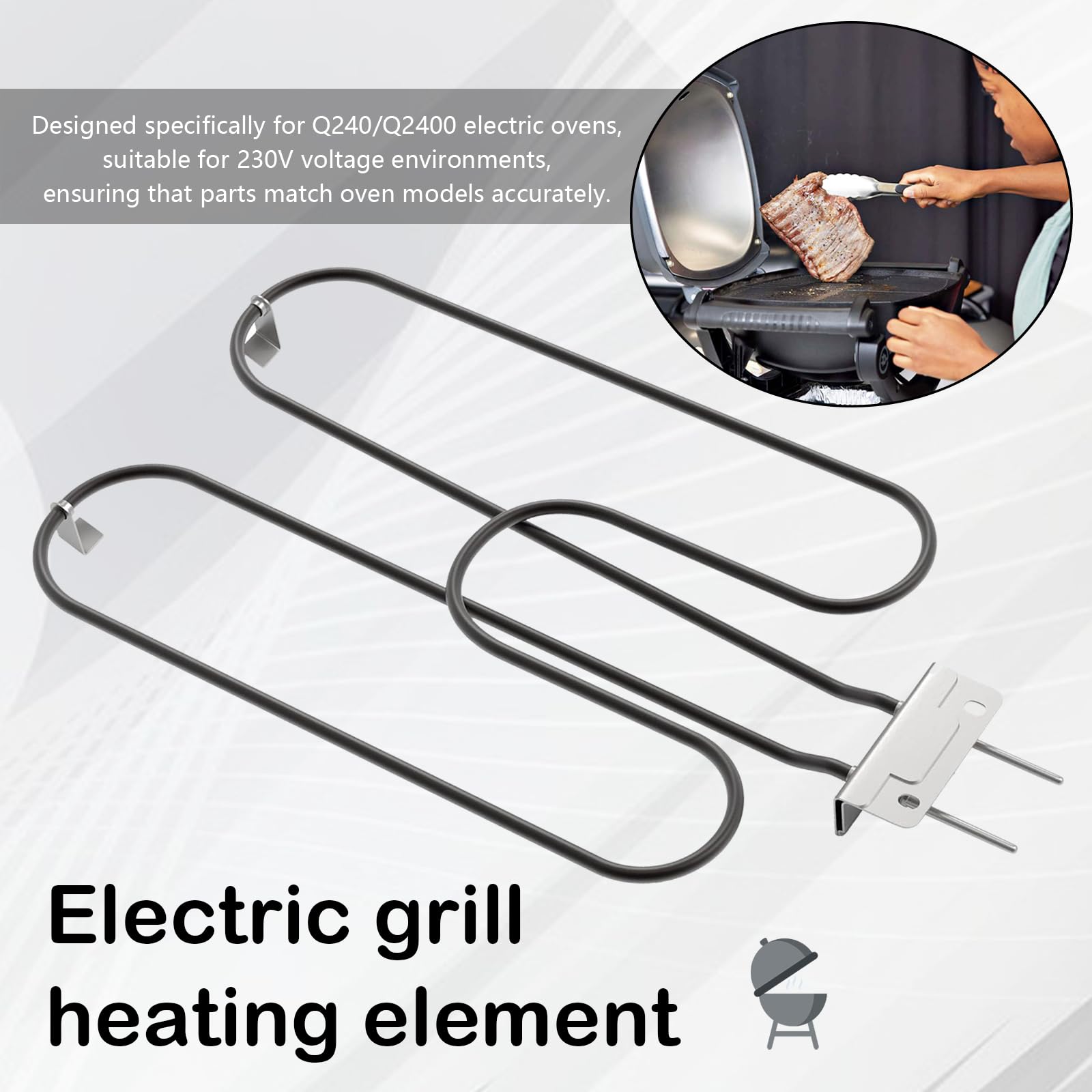 Elemento Calefactor para Weber Q240 Q2400 66816 Parrilla EléCtrica Repuesto para Weber Q240 Q2400 Parrilla Exterior Compatible con Elementos Calefactores De 230v 2200w