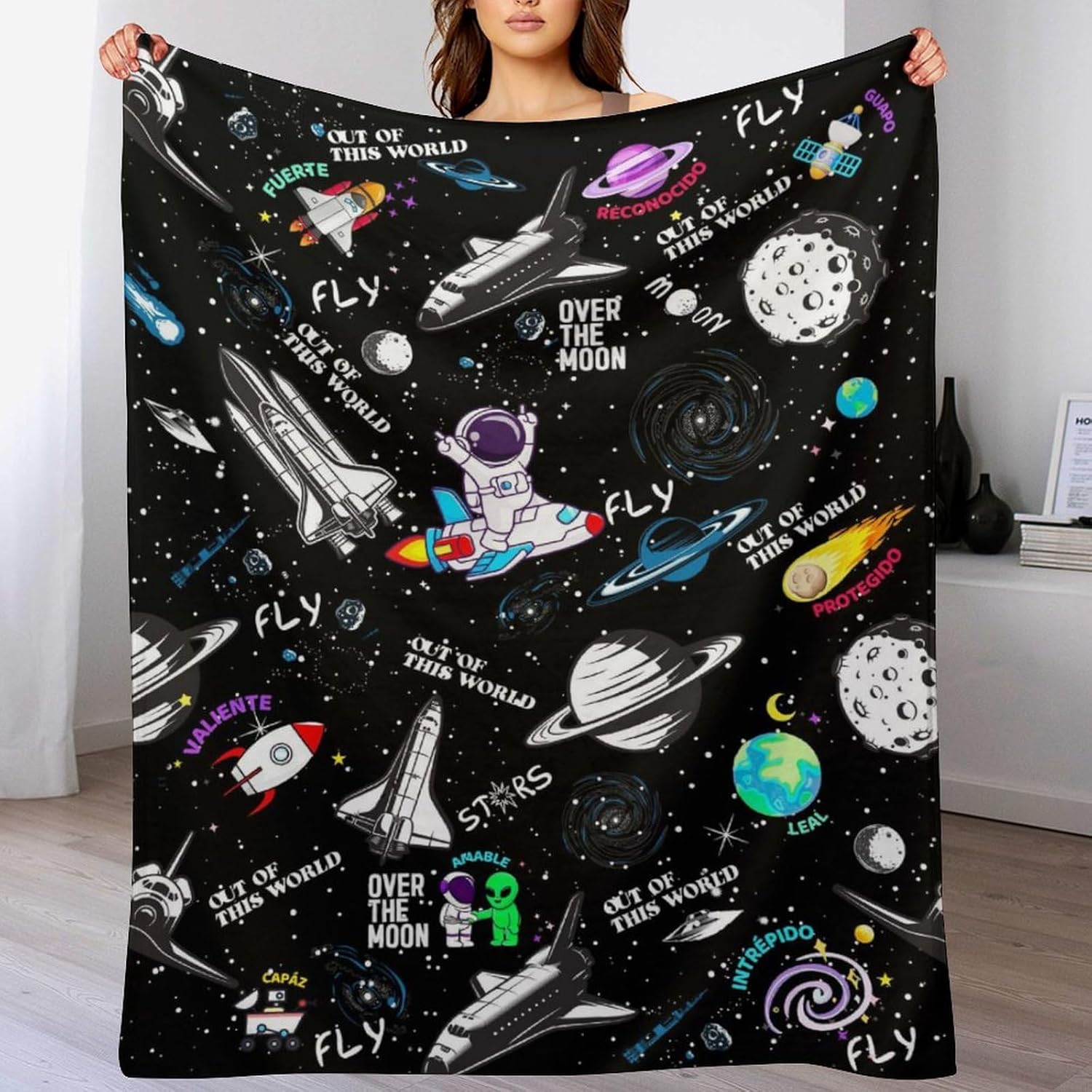 Solar System Throw Blanket - Soft Flannel Blankets for Girls Boys Kids Planets Lovers - Space Throw Blankets for All Season Lap, Chair, Sofa - 50"x40" - Image 5