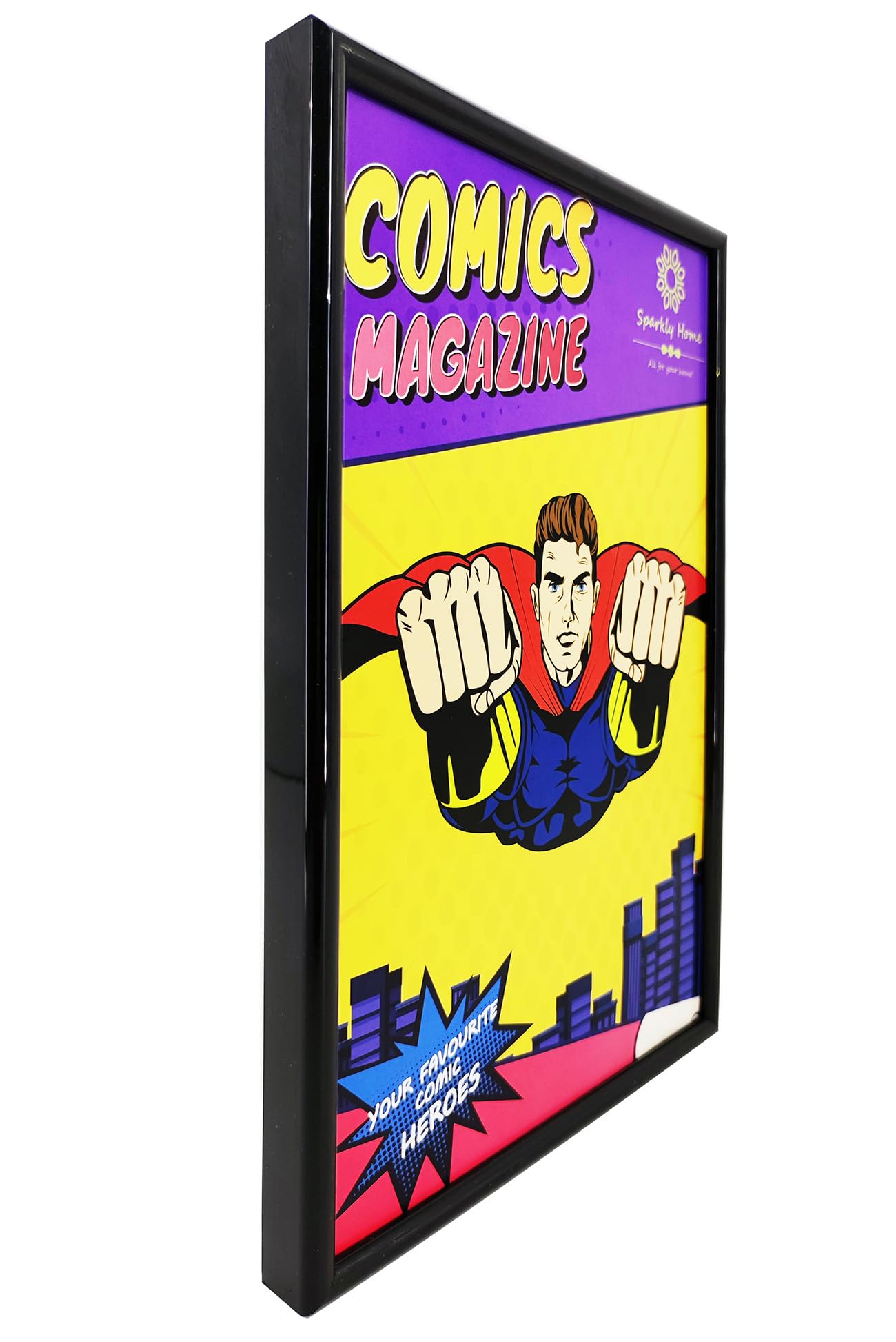 Ramka na komiks, 4 sztuki, ochrona przed promieniowaniem UV, czarne ramki do aktualnych komiksów o wymiarach do 15 x 25 cm, na ścianę lub blat
