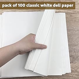 CAMKYDE Deli Paper Sheets 12 X 12 100PK, Grease Proof Sandwich Wrapping Paper (White)