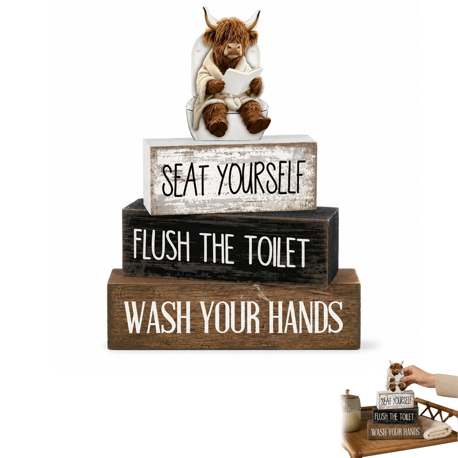 4-Piece Highland Cow Bathroom Decoration, Highland Cow Bathroom Accessories