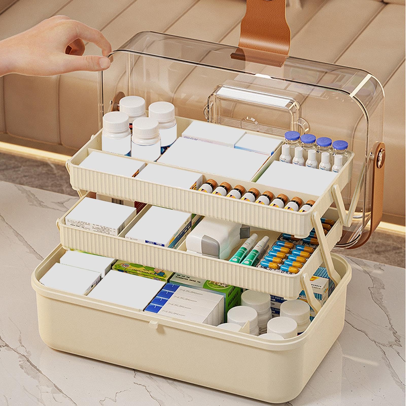 Contenitore Organizer Farmaci Multiuso Portatile Con Manico E Coperchio | Organizer Divisore Compresse Contenitore Portatile Pillole Con Manico Per Uso Quotidiano Domestico E Viaggio