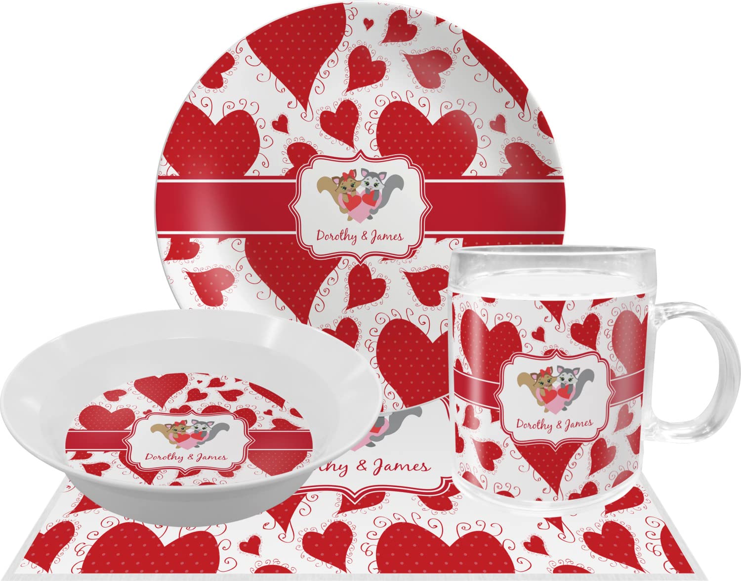 Personalized Cute Squirrel Couple Melamine Bowl - 12 oz