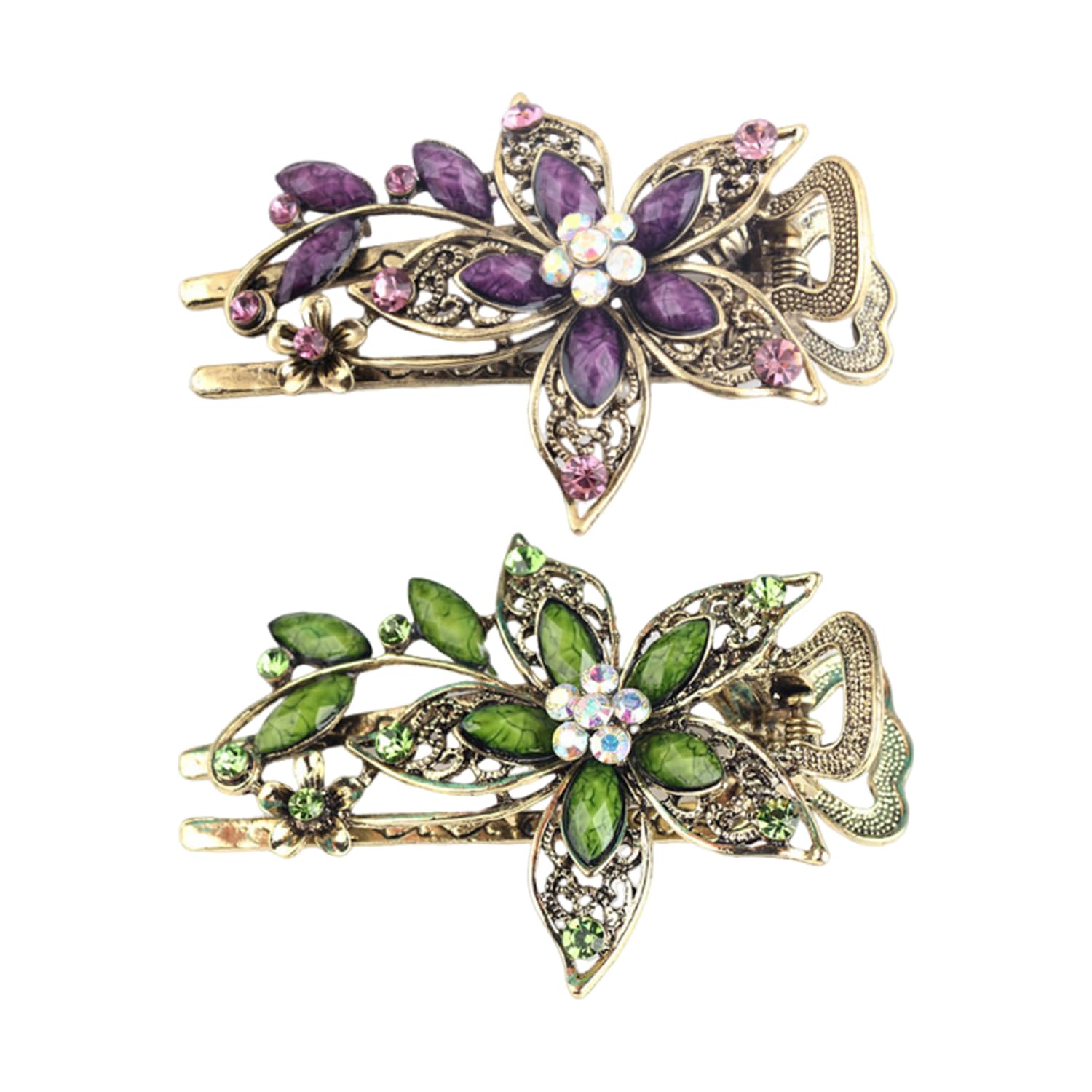 2 Pieces Floral Style Hair Clips, Ele Hair Clips for Women Retro Metal Hair Clips, Hair Decoration, Creative Hair Accessories