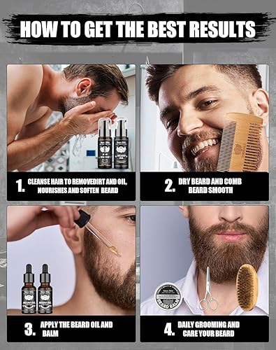 Miniatura 6 de Champú y acondicionador para barba, aceite, bálsamo suavixante, juego de cuidado, regalo perfecto de San Valentín para hombres, para barba con