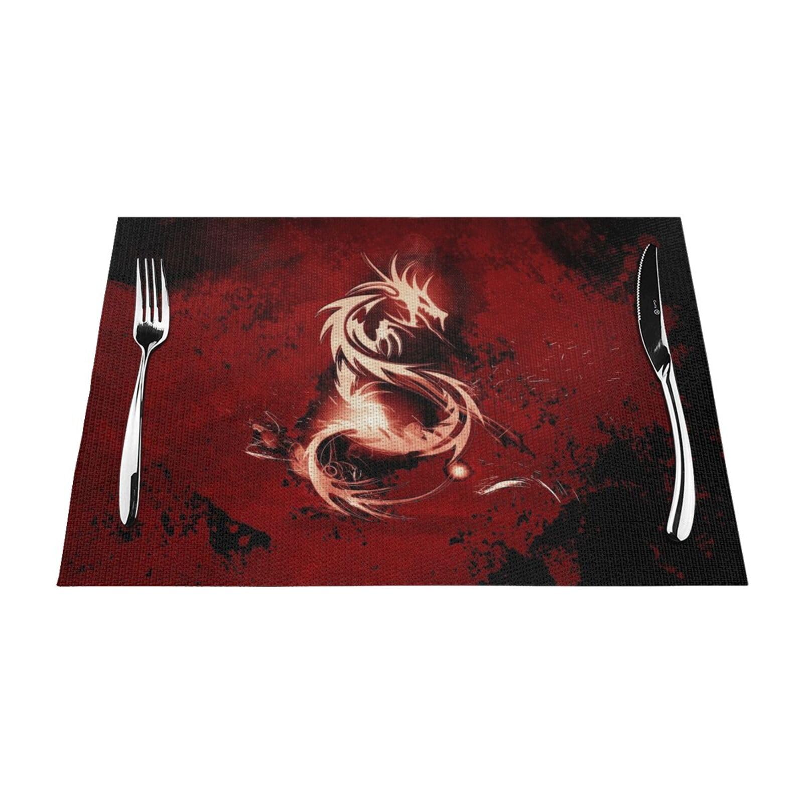 Set de table antidérapant et résistant à la chaleur motif dragon