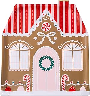 Gingerbread House Large Paper Party Plates | Disposable Plates for Christmas, Cookie Decorating, and Holiday Parties | Dinner Size | Premium Party Supplies | Pack of 8, 11.5" x 10.5"