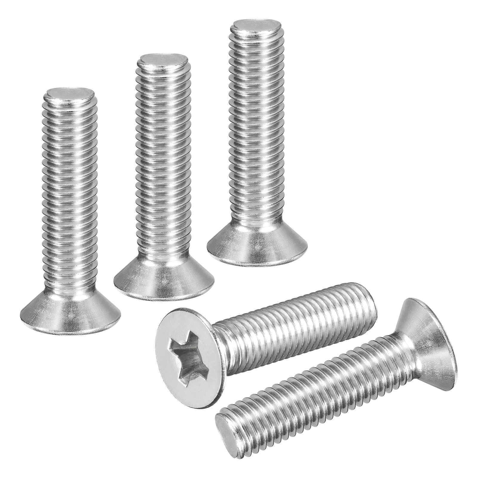 DTGN M10-1.5x45 Flat Head Countersunk Machine Screws - 10pcs - Good for Furniture and Machinery - 304 Stainless Steel Phillips Machine Screws Bolts - Silver