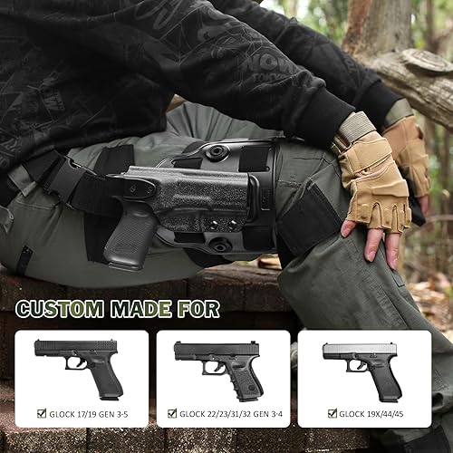 Miniatura 10 de Drop Leg Holster for Glock 17/19/19X/22/23/31/32/45 (Gen1-5), Tactical Thigh Holster, Level II & III Retention, Kydex/Polymer Options, Adjustable