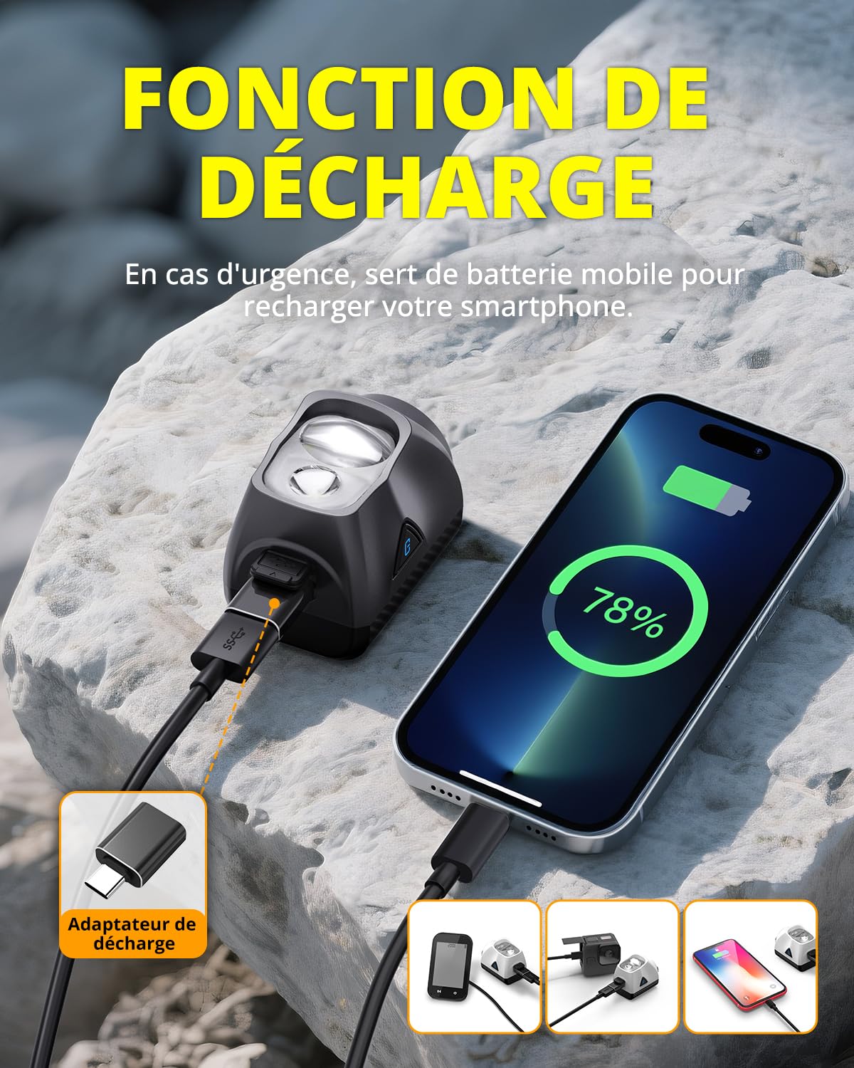 TOWILD DL1700 Lumiere Velo avec Télécommande, Lampe de Vélo 1700 Lumens avec Double Source Lumineuse avec Feux de Route et Croisement, éclairage Avant Vélo Rechargeable 4000mAh Phare Avant VTT