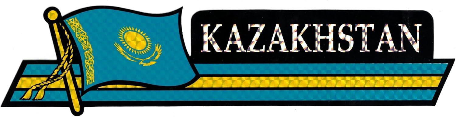 Pack of 50 Kazakhstan Flag 3"x12" Reflective Decal Bumper Sticker DCX-125