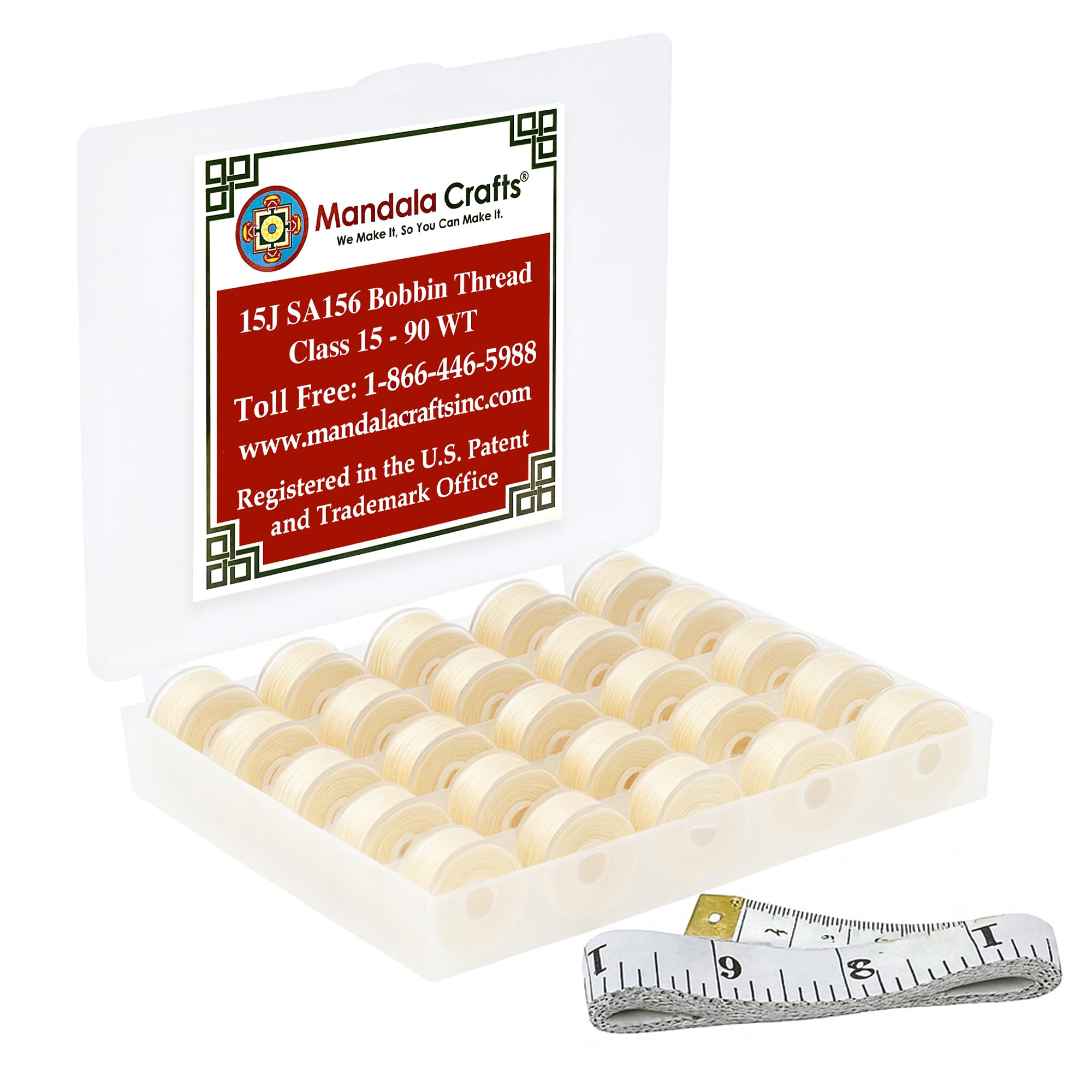 Mandala Crafts Cream 25 Sa156 Prewound Bobbins For Singer Sewing Machine -15J Sa156 Prefilled Bobbin Thread For Brother Sewing Machine And Embroidery