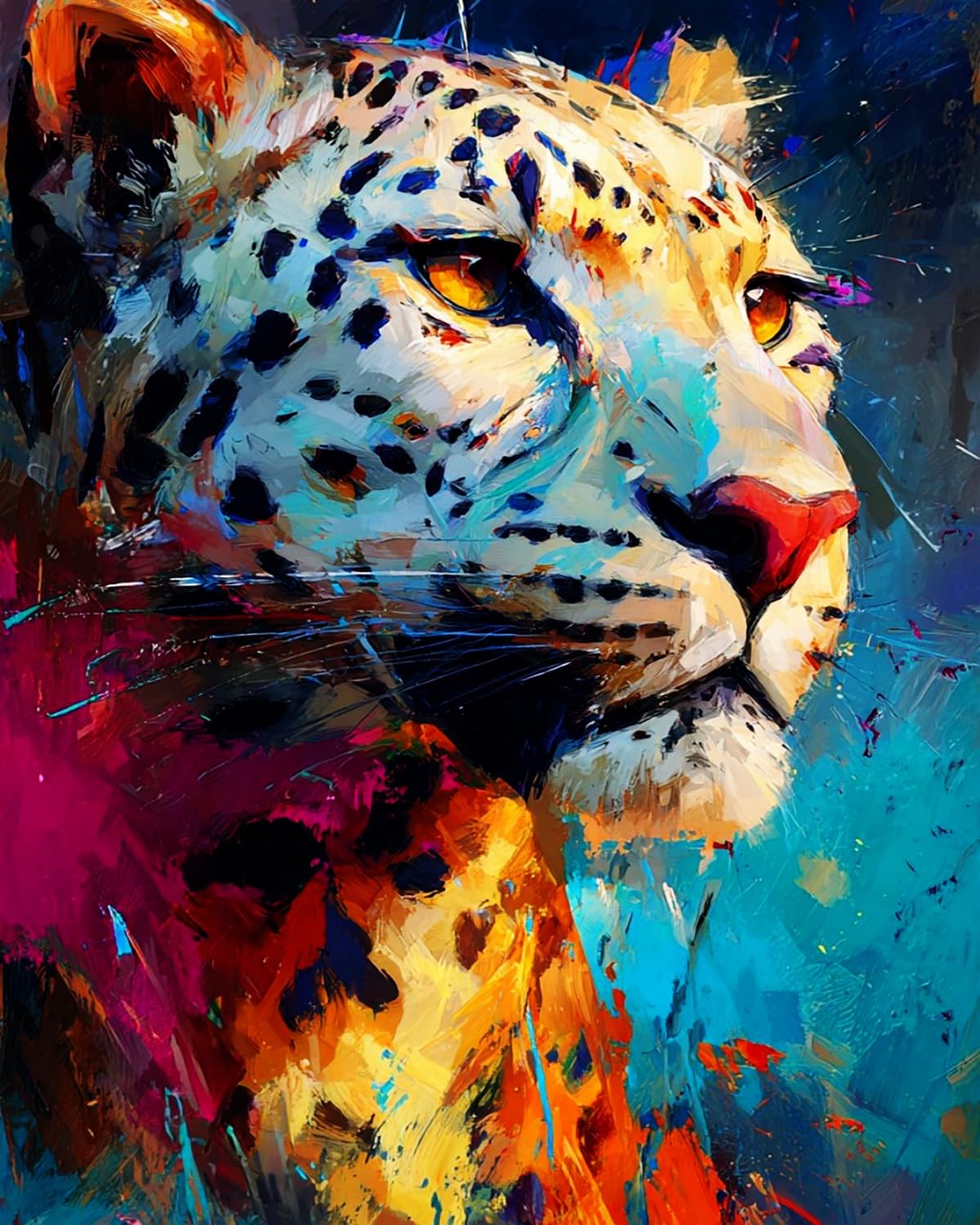 Liubaishi Multicolour Paint By Numbers For Adults, Leopard Gazes, 40X50 Cm Acrylic Canvas Kit With Brushes And Paints