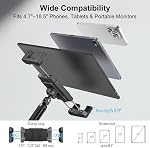 Support de moniteur portable 15.6", Support de bras de tablette avec pince de bureau sans sag réglable iPad Support pour lit, 360° Bras pliable 4.7" à 18.5" iPad Pro/Air/Mini, boîte épaisse, noir