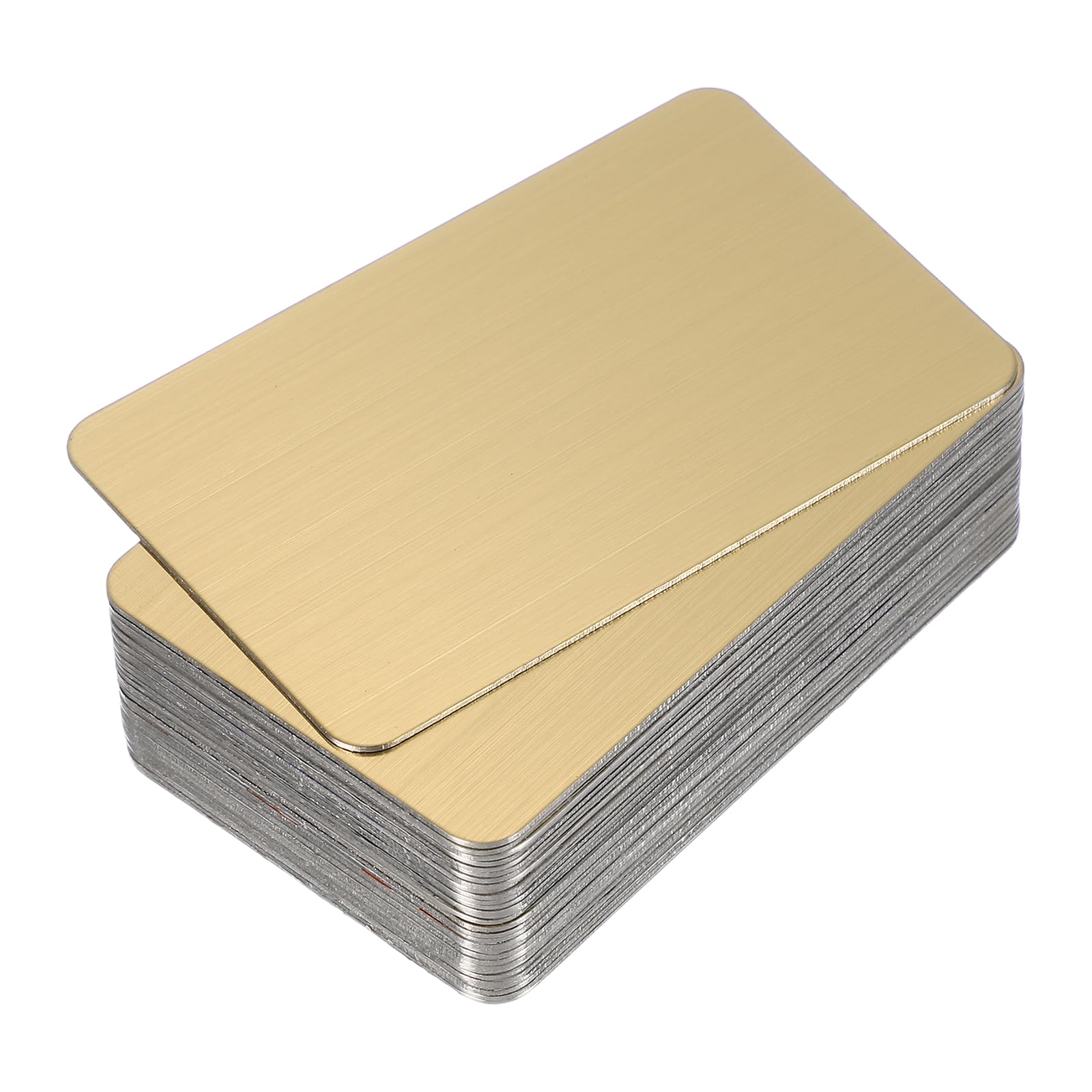 PATIKIL 0.8mm Stainless Steel Metal Business Cards, 30 Pack Brushed Blank Name Card Laser Engraving for DIY Gift Cards, Gold