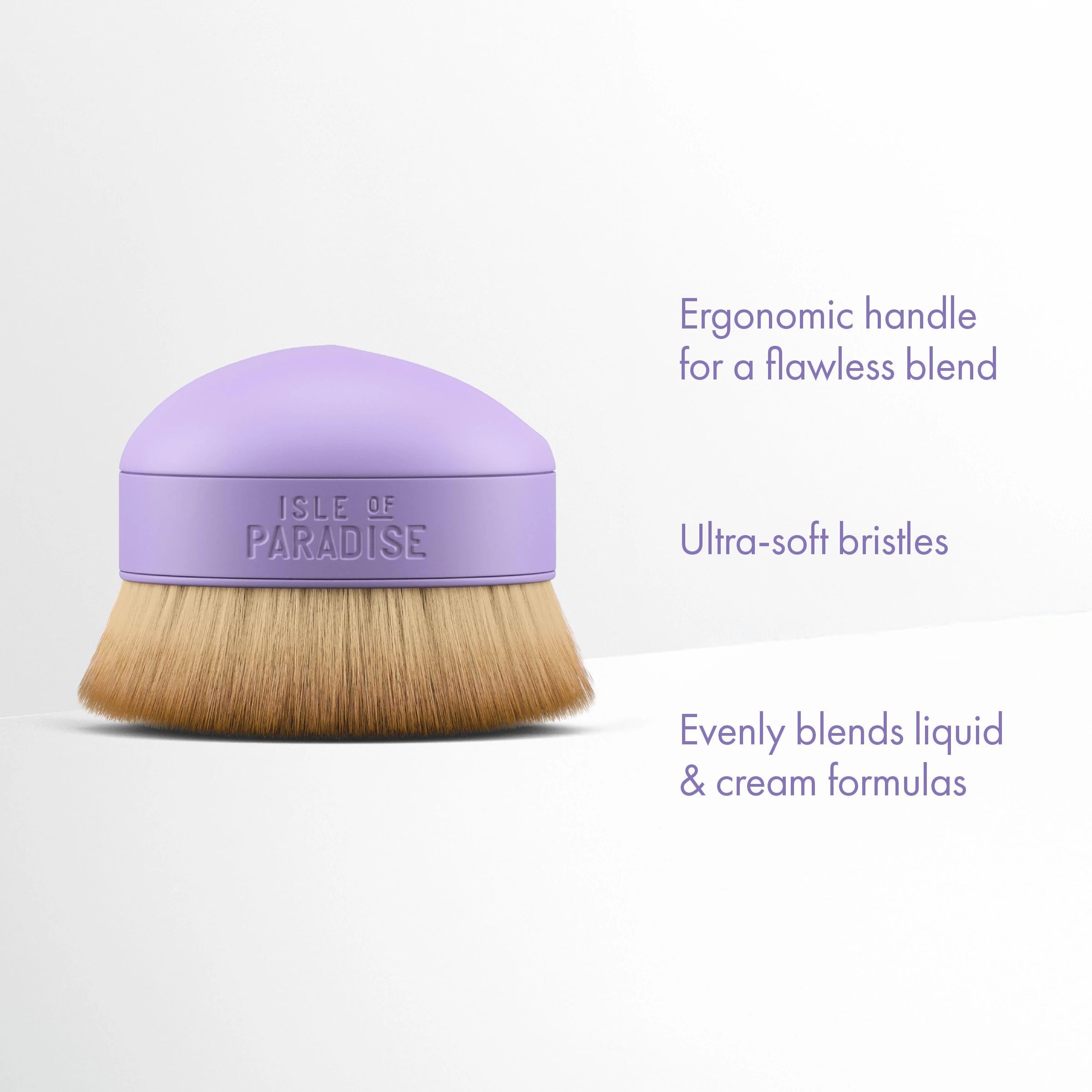 Isle of Paradise Pennello Kabuki per Autoabbronzatura - Pennello Applicatore Vegano con Fibre Sintetiche Super Morbide per Viso e Corpo - Perfetto per Autoabbronzanti e Formula Istantanee - Porpora
