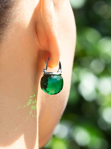 Miniatura 5 de Aretes de cristal austriaco para mujer, plata de ley 925, chapados en platino, aretes colgantes de bola de cristal brillante, hipoalergénicos,