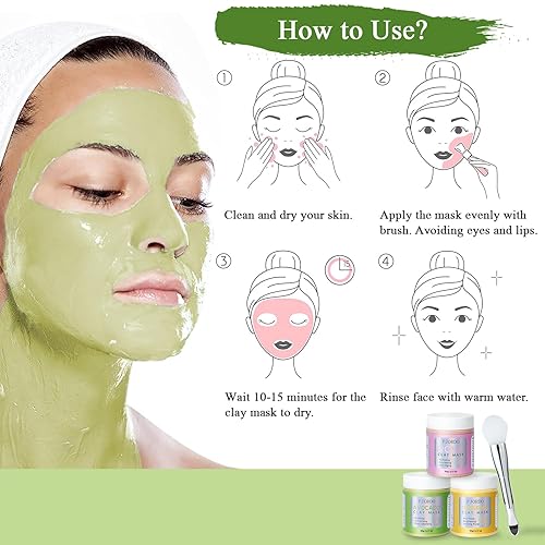 Miniatura 6 de Suero facial con vitamina C y mascarillas de arcilla de cúrcumaaguacate, antienvejecimiento, tono de piel uniforme, arrugas y acné, regalos para