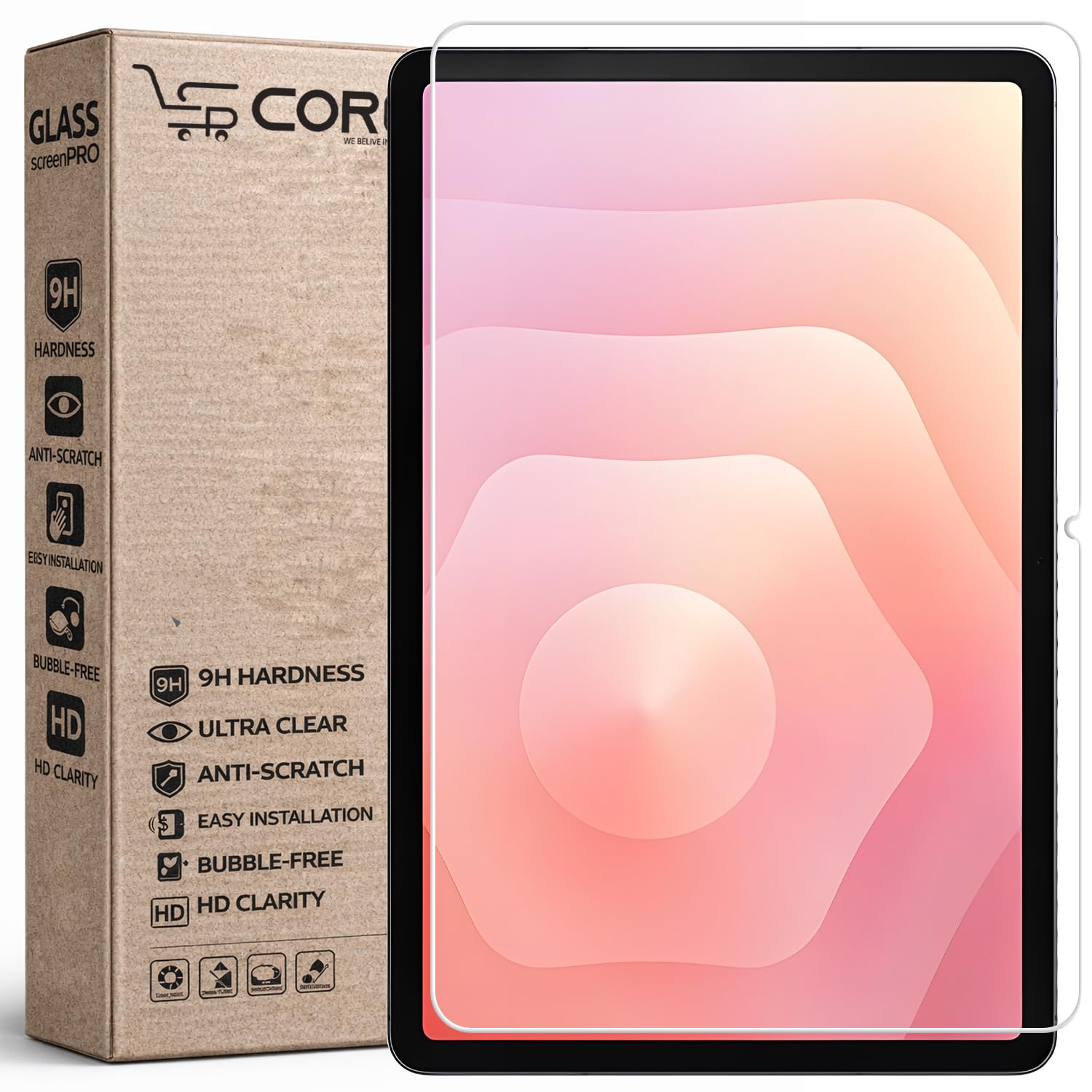 SPCORE Tempered Glass for Samsung Galaxy Tab S7 / S8 / S9 / S9 FE / S10 Series (S10 Lite, S10 FE) / S11 11” – 9H Scratch Resistant, HD Clear, Bubble Free – 1 Pack