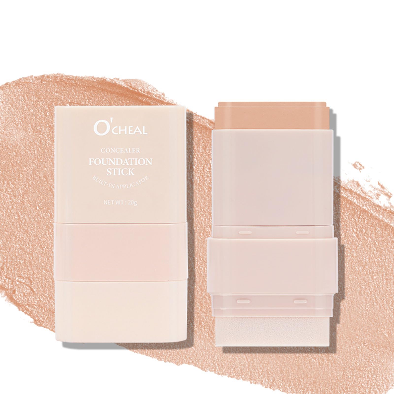 O'CHEAL 2-in-1 Foundation Stick with Built-in Brush,02#NATURAL
