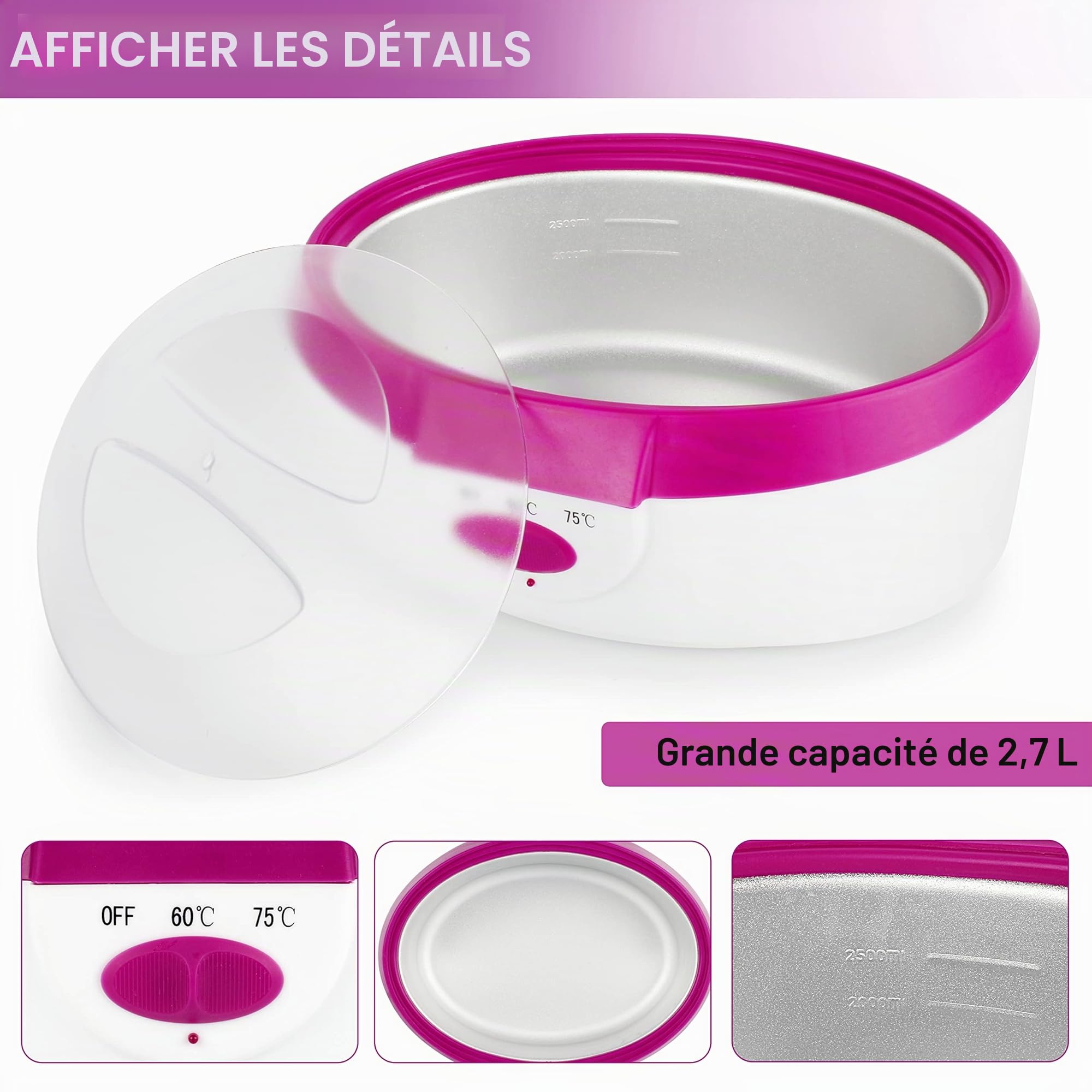Bain de Cire Forever Speed 265W Bains de Paraffine pour Mains et Pieds Électrique Rose