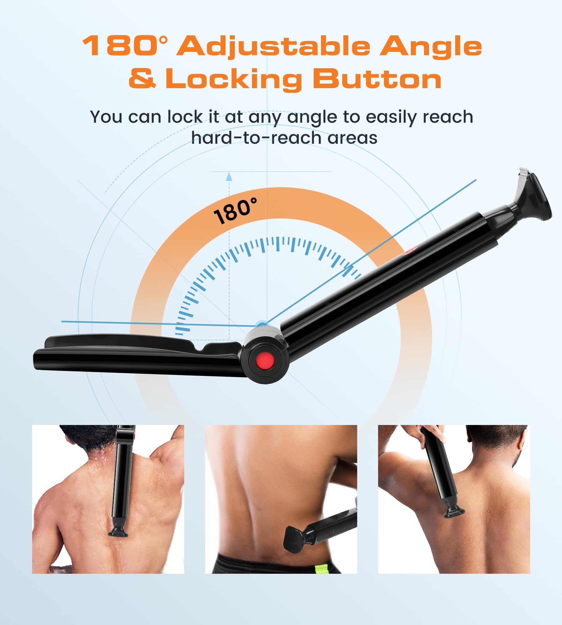NUBACK Rückenrasierer Herren, Rückenrasierer für Männer, Body Trimmer Herren für Langer Griff, Elektrischer Körperrasierer Herren mit Gesichtsrasierer, 2 Shock Absorber Flex Heads & 10 Klingen