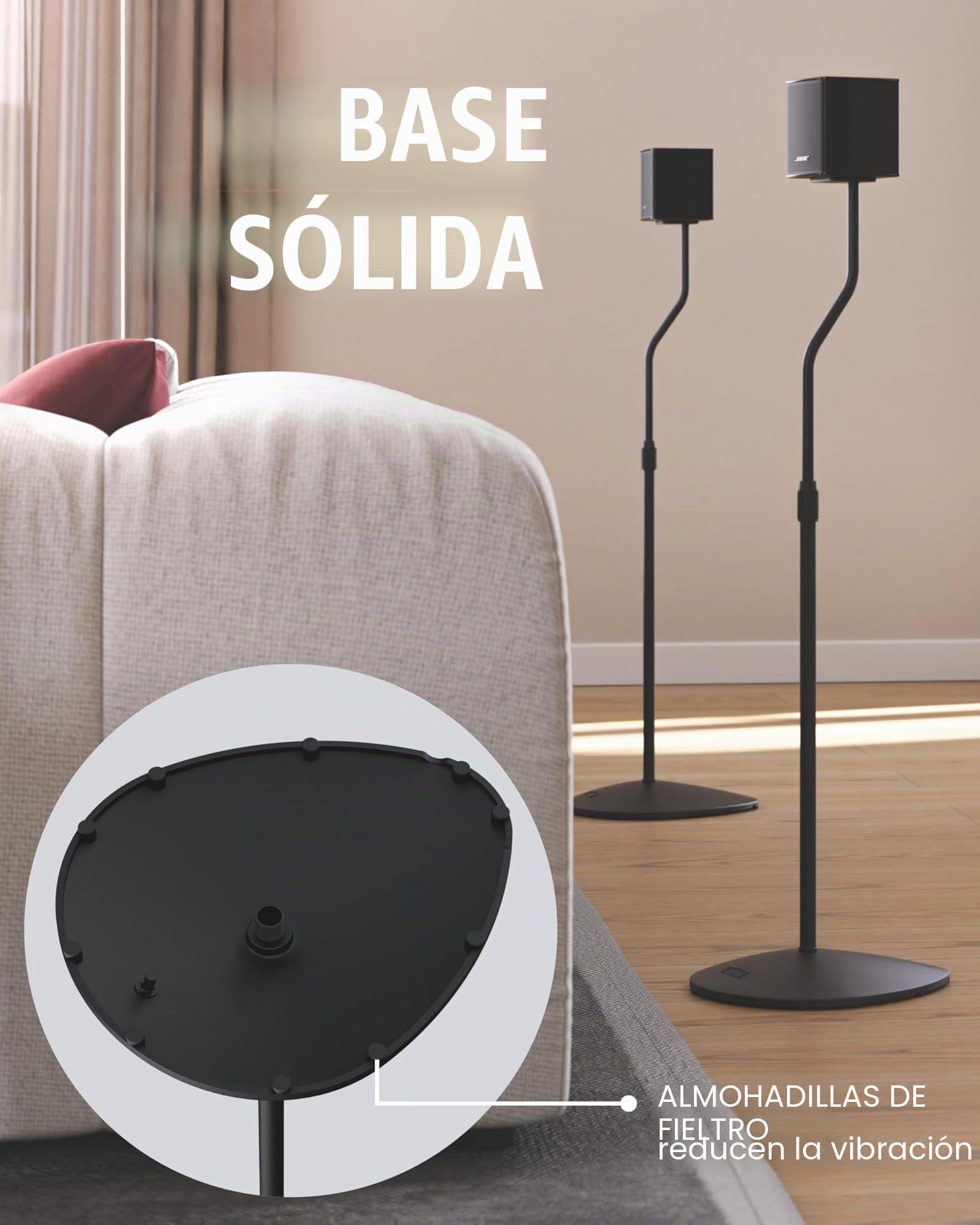 Sanus - Soporte de Altavoz de Altura Ajustable, se extiende de 71 cm a 96 cm