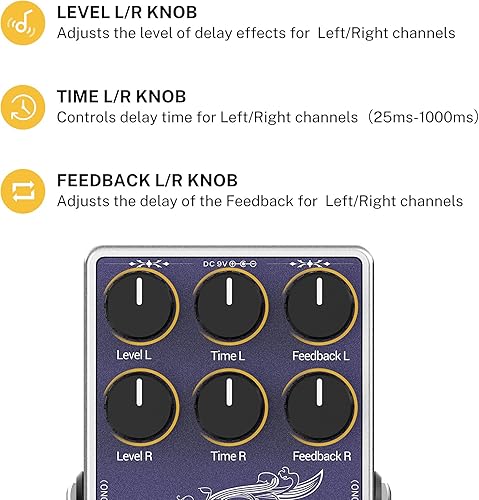 Miniatura 11 de Donner Pedal de compresor de guitarra, pedal de compresor Lax Comp para guitarra eléctrica y bajo, compresor de estilo limitador de pico clásico