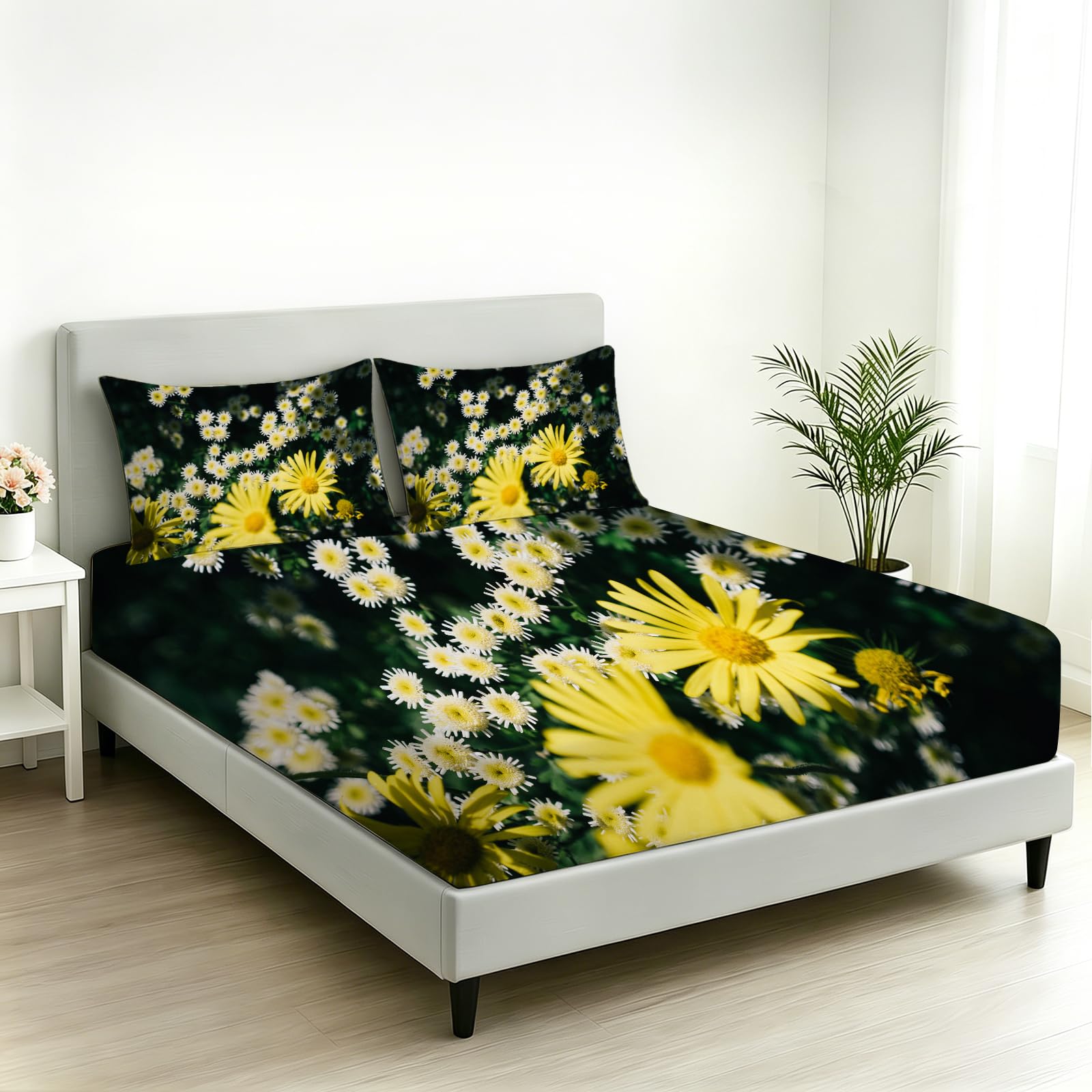 Sábana Bajera Ajustable 180 x 200 Margarita Tema Floral