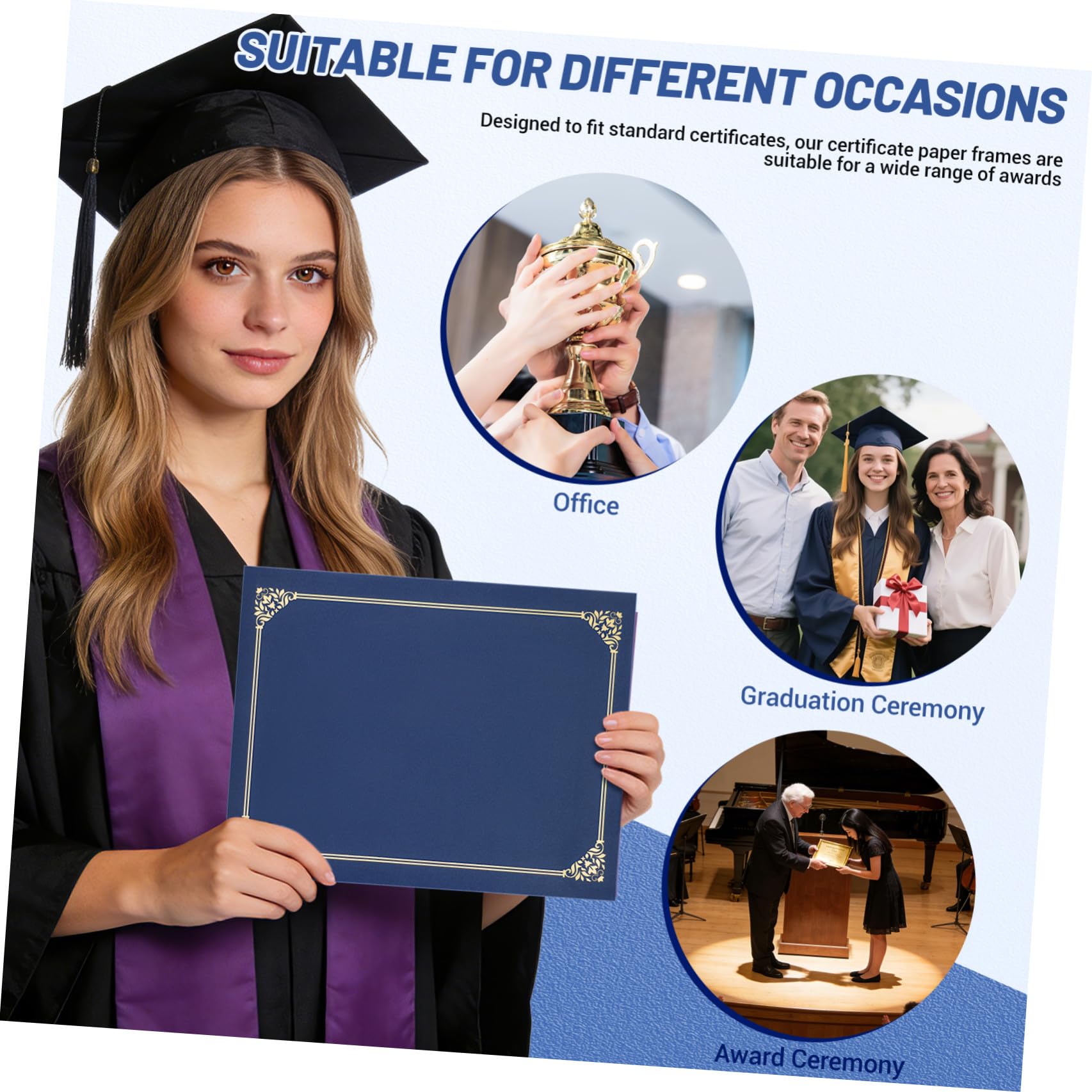 jojofuny Porta certificati e copertine per attestati, bordo in lamina dorata, 30 pezzi, carta, formato standard, per diplomi e documenti di riconoscimento