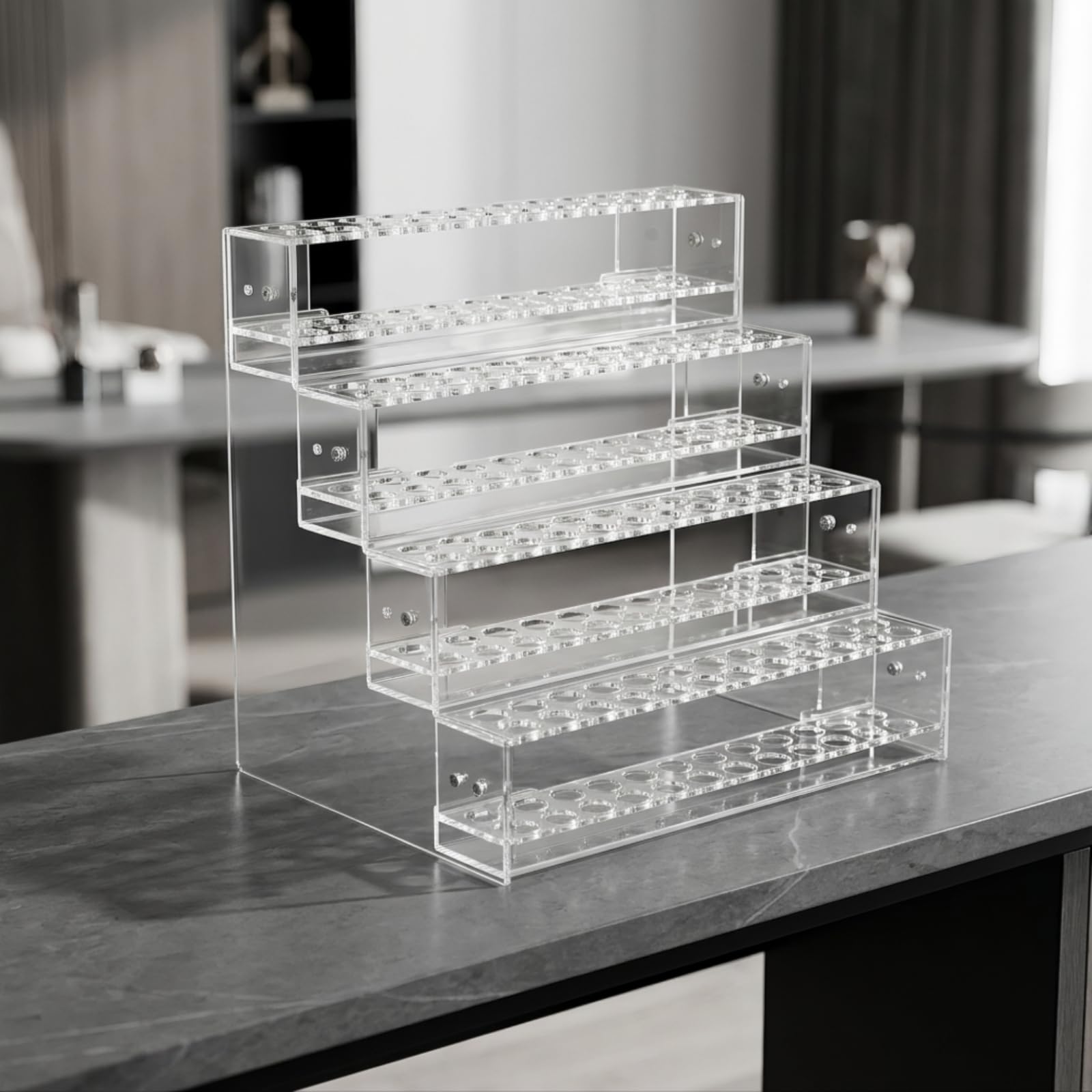 Portapenne Acrilico Portamatite Supporto Pennarelli Organizzatore da Scrivania Trasparente a Gradoni per Esposizione Elegante E Ordine Immediato Adatto a Ufficio Scuola Casa , size to 3