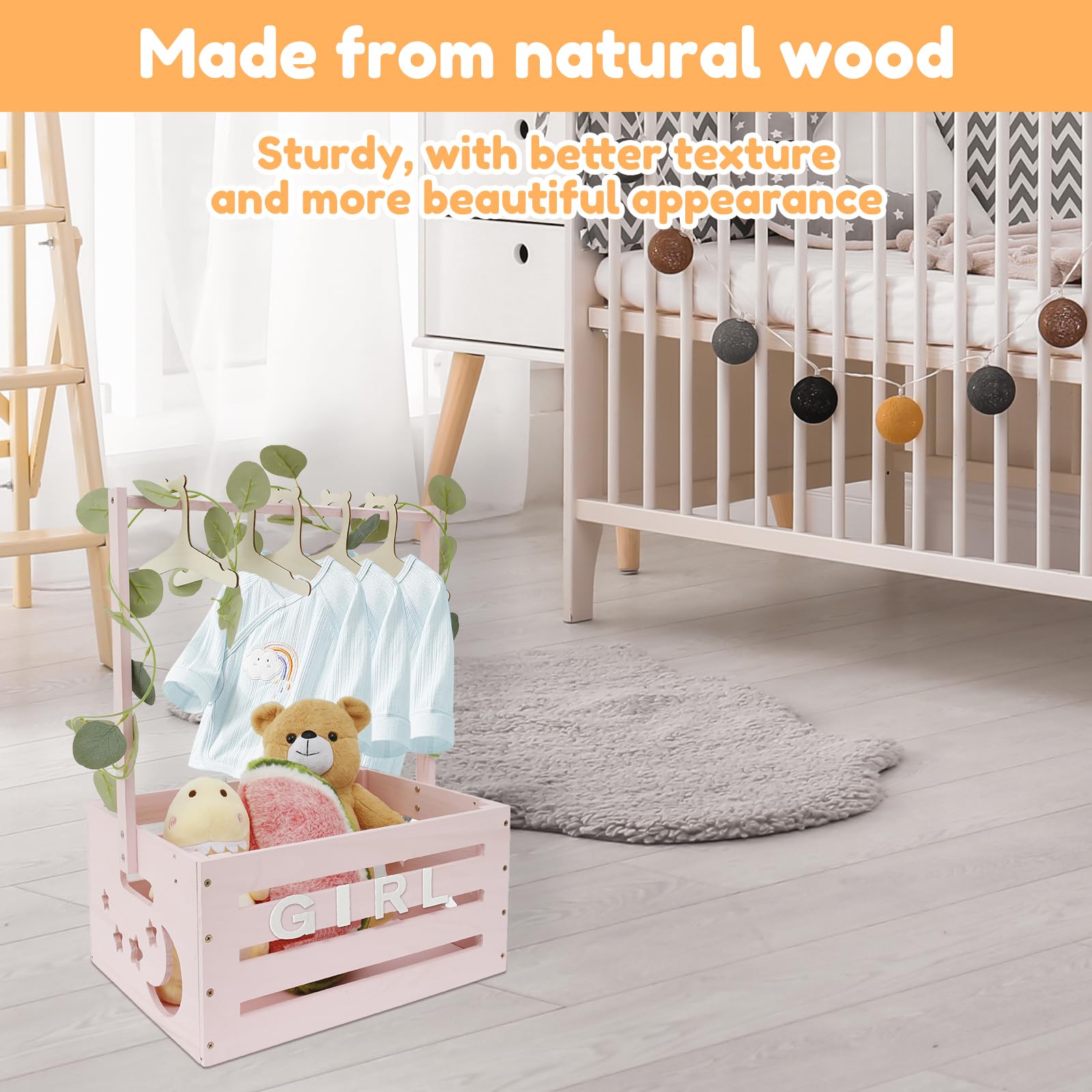LuLobtg Baby Shower Crate Closet with Green Garland - Image 3