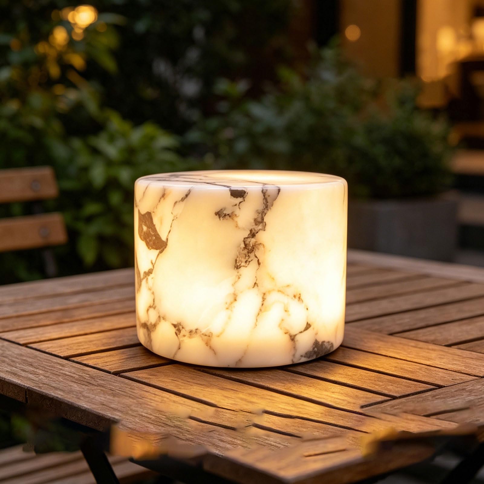 Topiky Lámpara de Mesa de Mármol, Lámpara de Piedra Recargable Regulable