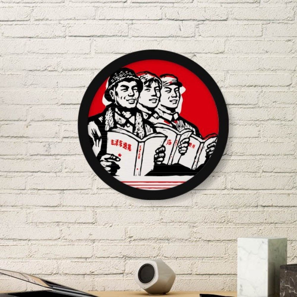 Chine Rouge peinture cadre rond bois noir medium pour sublimer vos murs
