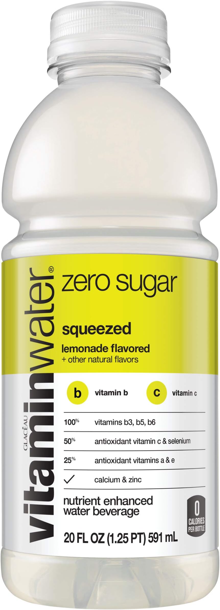 vitaminwater zero squeezed, electrolyte enhanced water w/ vitamins, lemonade drinks, 20 fl oz, 24 Pack