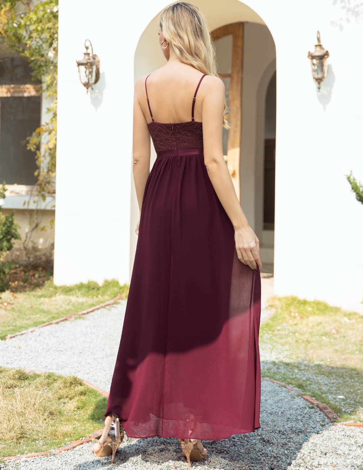 DRESSTELLS Abito formale da donna, lungo, per damigella d'onore, matrimonio, ospiti, modesto, ballo di fine anno, cocktail party