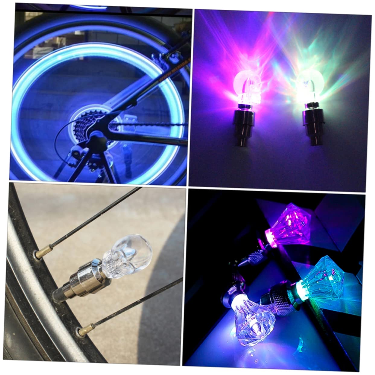 ibasenice 2 Ensembles Éclairage De Valve De Vélo Éclairage De Roue Pneu Lampe À Rayons Éclairage De Roue Éclairage De Vélo De Route Métal 16 pièces * 2
