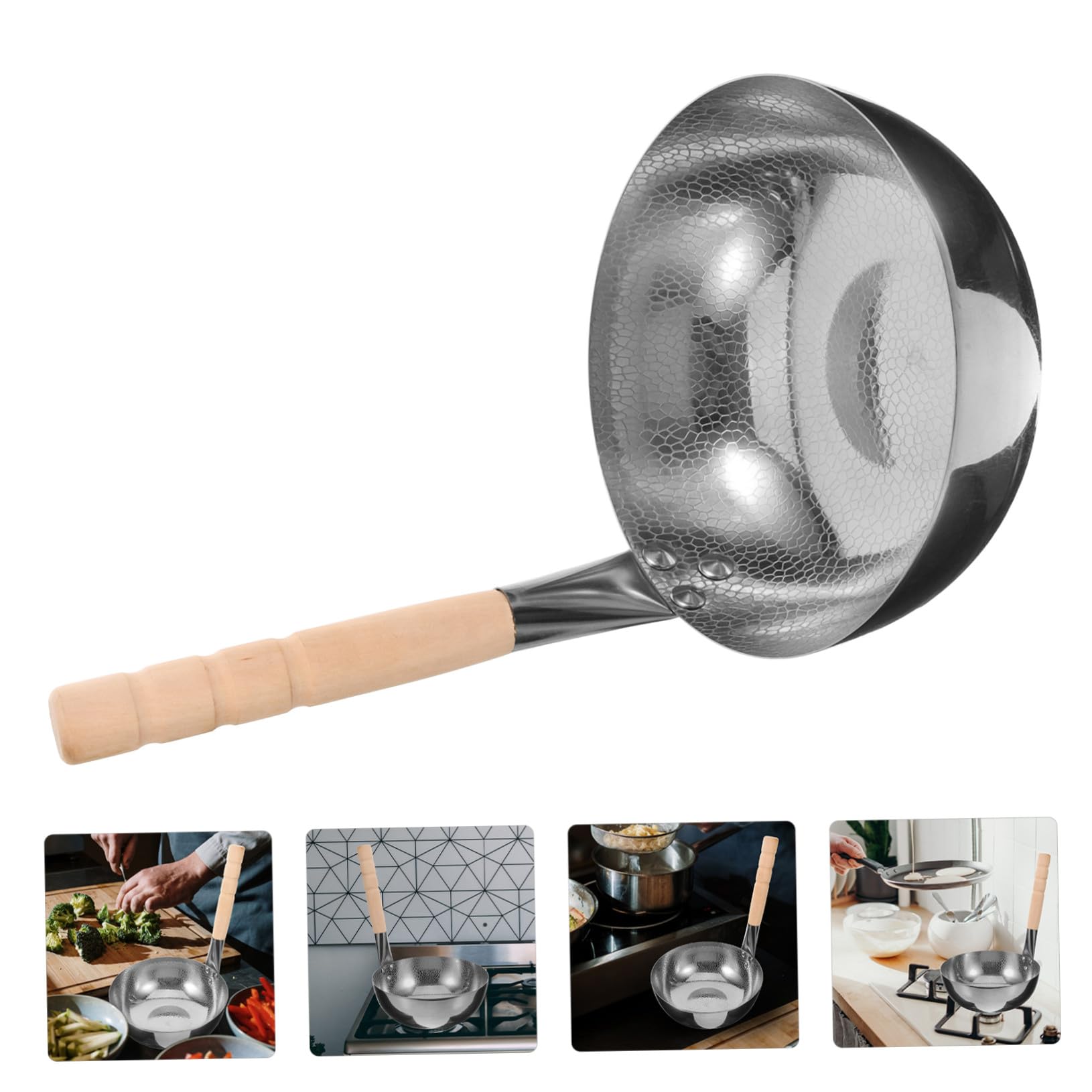 Reisnudeltopf 1, 4l aus Edelstahl mit Holzgriff, Silber