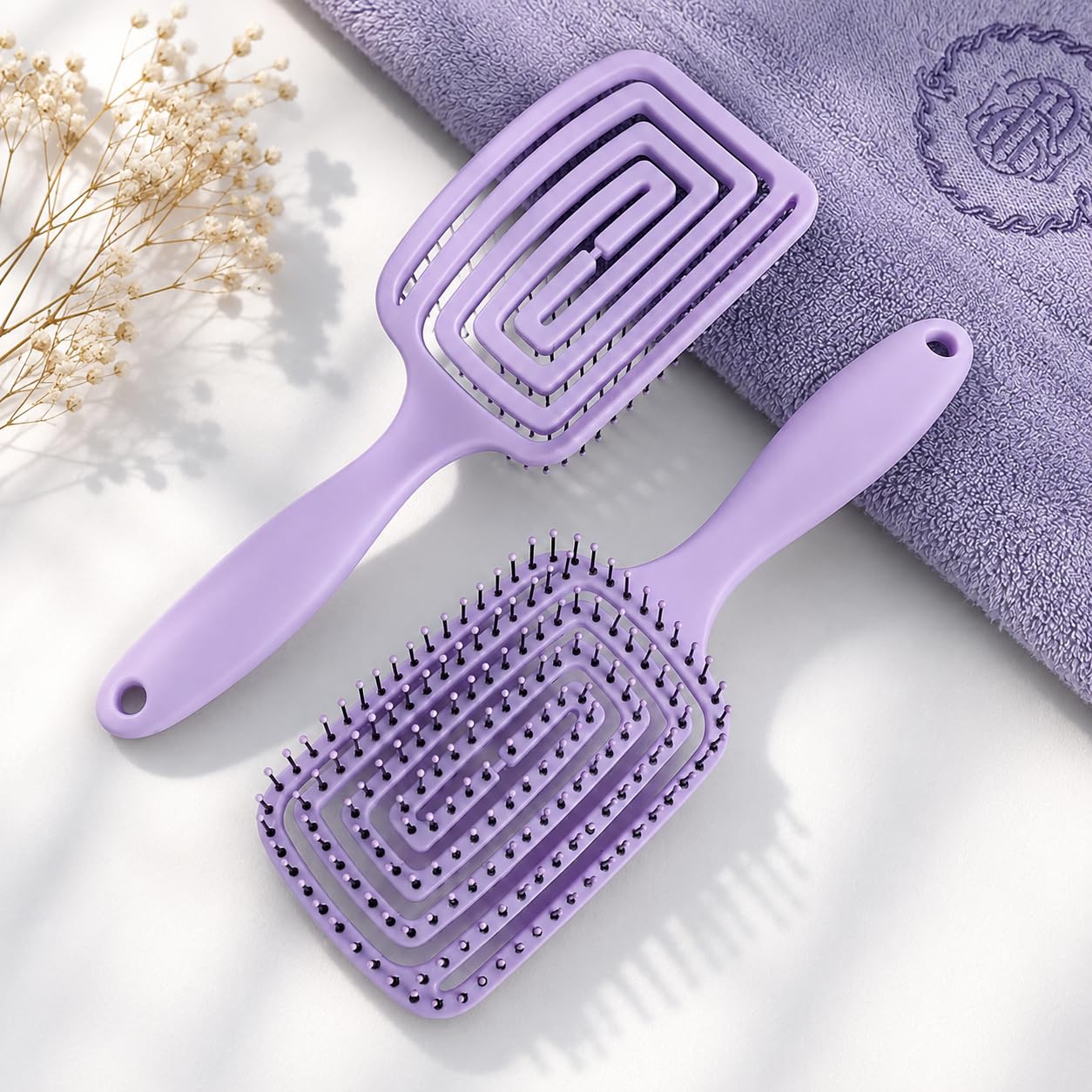 Premium 3D Detangling Hair Brush for Women & Men- Anti Hair Fall Comb for Curly, Wavy & Straight Hair | Hair Straightening Brush, Wet & Dry Styling Brush | Scalp Massager, Frizz Control & Tangle Free Grooming Brush (PURPLE)-picture-35