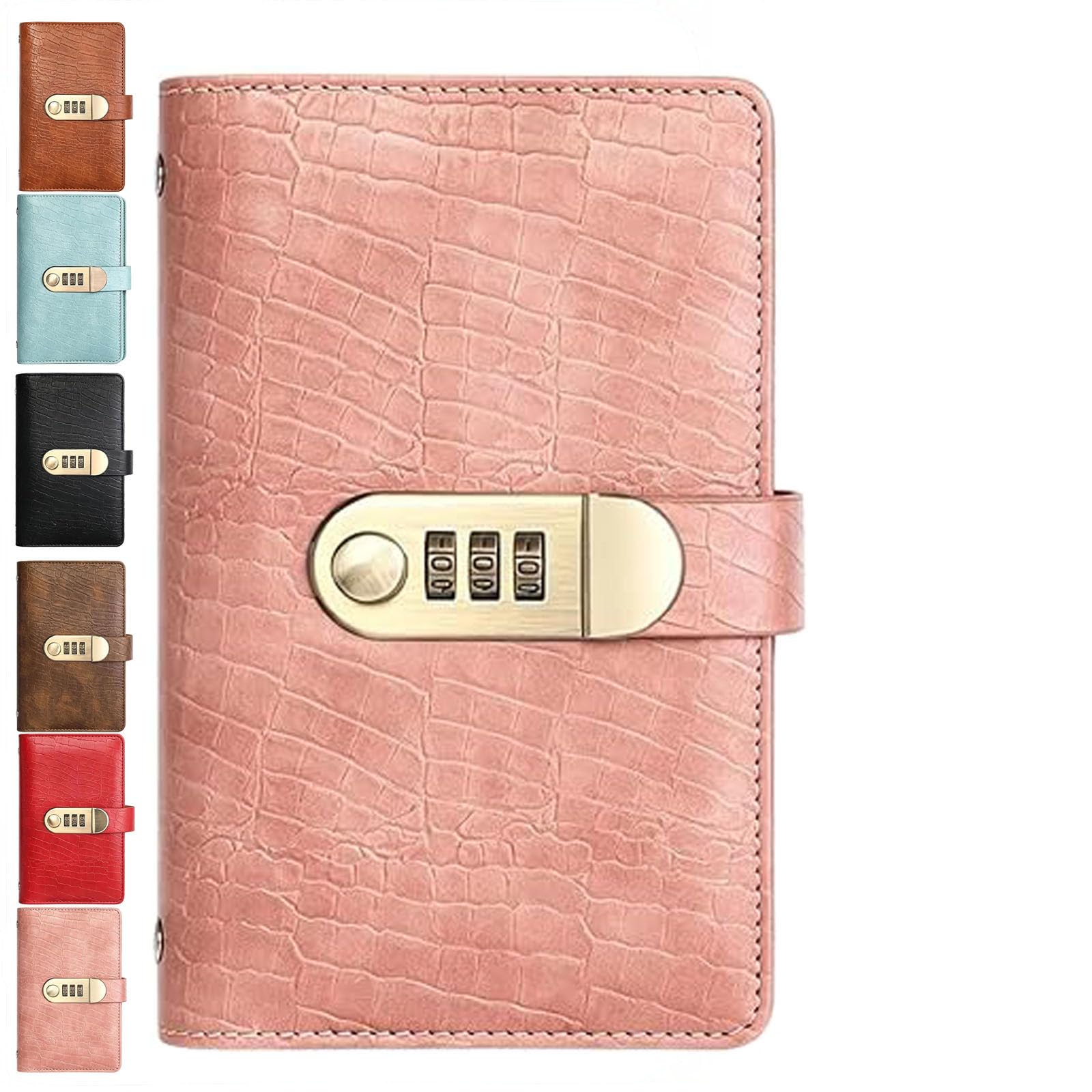 Lockable A6 Savings Notebook with 3-Digit Combination Lock (Pink)