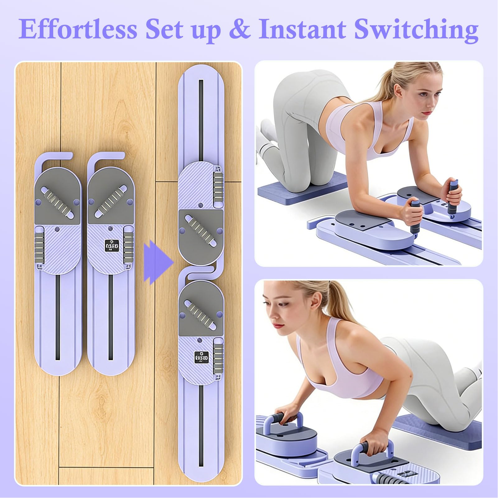 Planche de Pilates pour la maison pliable avec bandes de résistance multifonctionnelle pour entraînement complet du corps Pilates Appareil d'entraînement pour la maison Gym Fitness Appareil