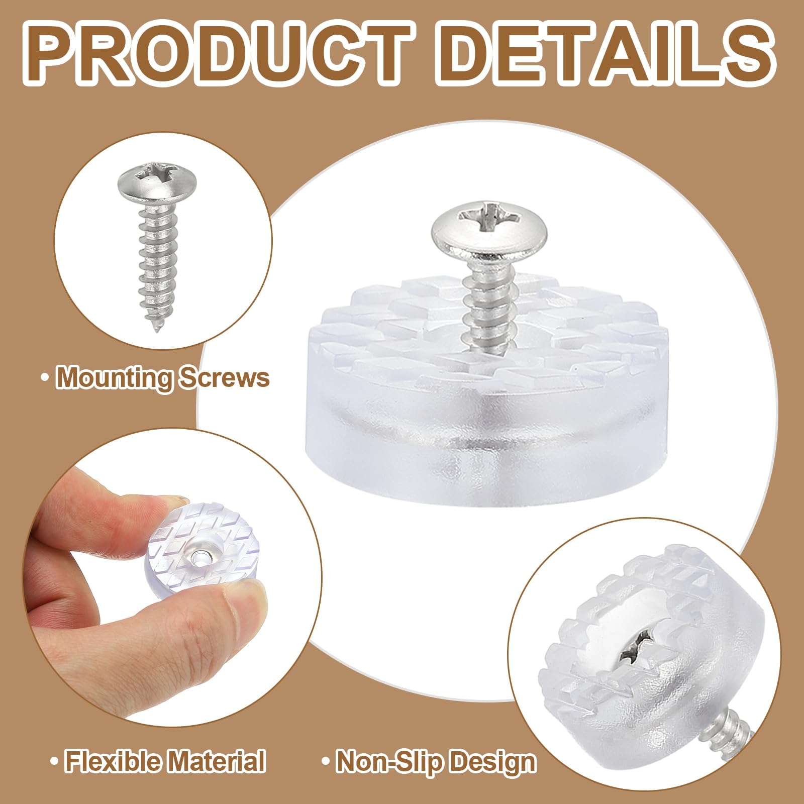 PATIKIL 30mm Screw-On Rubber Feet for Furniture 20 Pcs Non Slip Furniture Pads Chair Glides Table Leg Protectors for Hardwood Floor Cutting Board Electronics Clear - Image 3