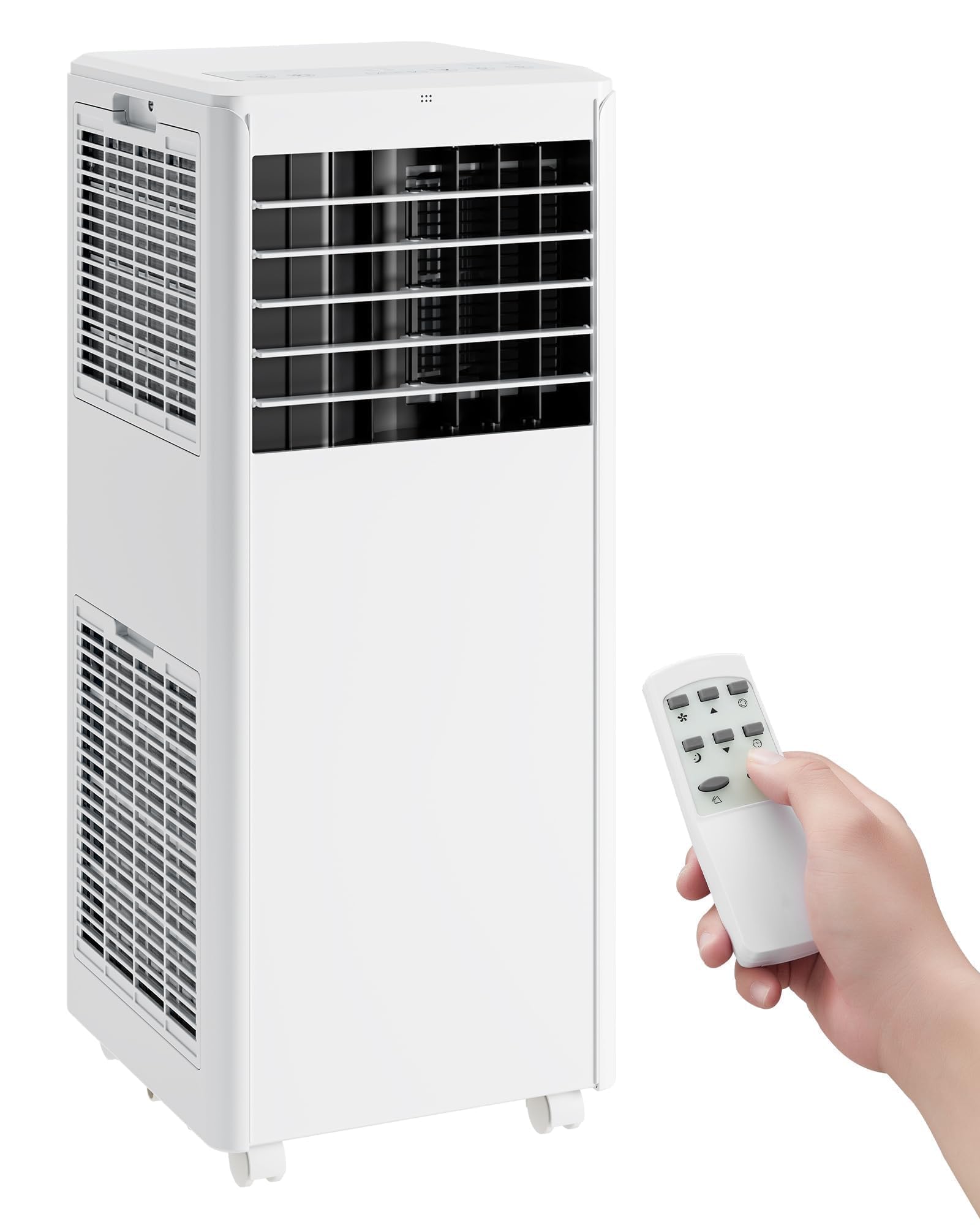8000 btu portable air conditioners, 3 in 1 smart compact ac unit, personal room cooler, fan, dehumidifier, window kit, easy mobility, for home & office up to 350 sq.ft.
